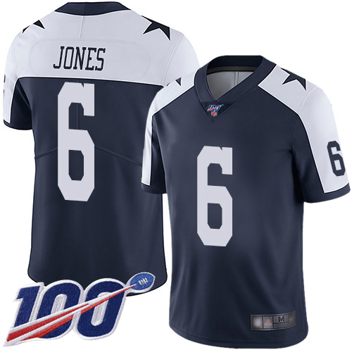 Men Dallas Cowboys Limited Navy Blue Chris Jones Alternate 6 100th Season Vapor Untouchable Throwback NFL Jersey